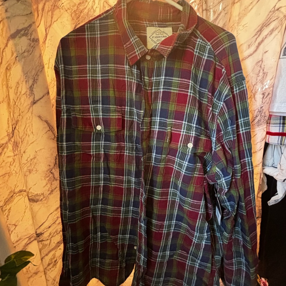 St. John's Bay Multicolor Plaid Button Down Shirt